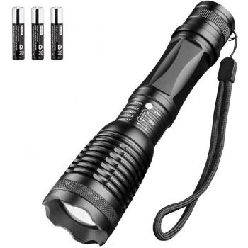 Winzwon Linterna LED Alta Potencia Linterna de Mano Linternas Antorcha 800 LM Flashlight LED de 5 Modos para Ciclismo Camping Montañismo incluida 3* AAA Pilas