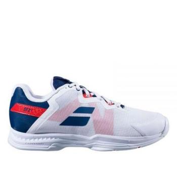 Babolat Sfx3 All Court Blanco Azul 30s20529 1005 - Zapatillas de tenis, diseño ligero y cómodo, suela all court para un buen agarre en múltiples superficies, sistema de amortiguación para mayor