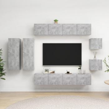 Set de Muebles para TV de 8 Piezas en Gris Cemento, Madera de Ingeniería