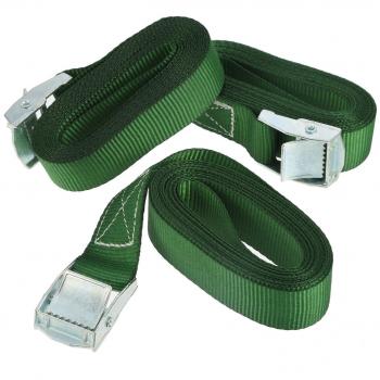 3 Piezas de Correas de Sujección con Hebillas 2,5 m por 25 mm 250 Kg Correas de Fijación de Trinquete de Capacidad de Amarre para Mover Electrodomésticos Equipamiento de Césped Motocicleta, Verde