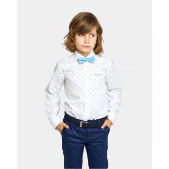 Camisa de niño cuello cutaway con estampado de aviones celeste Spagnolo