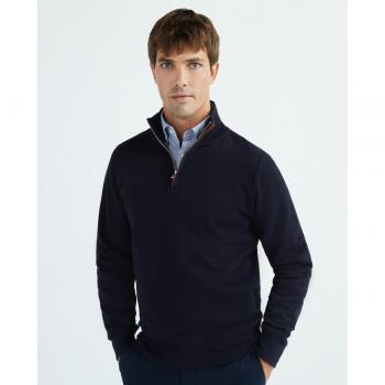 GANT Mens Sacker Rib Half Zip Sweatshirt - 433 Evening Blue - L - male