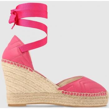 Alpargatas de cuña de mujer en piel acolchada de color fucsia - Lodi