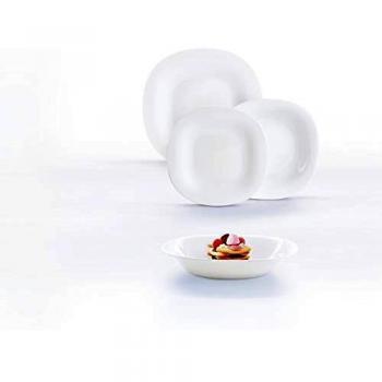 LUMINARC CARINE BLANCO Vajilla Opal 18 PIEZAS - 6 PERSONAS Blanco Brillo, Fabricado en Francia, Fácil de limpiar, Reciclable, Ecológico, Vidrio templado extra resistente,