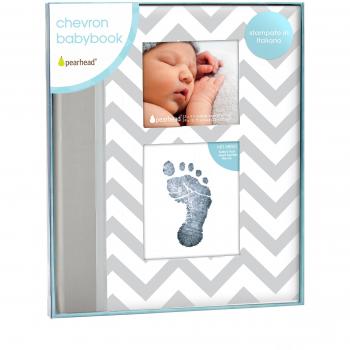 Pearhead p62209 zigzag de bebé de libros de recuerdos con limpia aufdruck Volumen de fregadero, para obtener mano o Impresión fussab del Niño, Gris