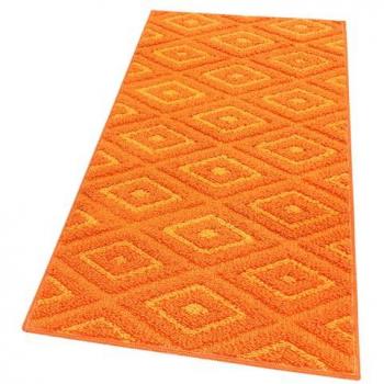 Alfombra de cocina moderna antideslizante 3D rombos naranja 50x145 cm bordada absorbente