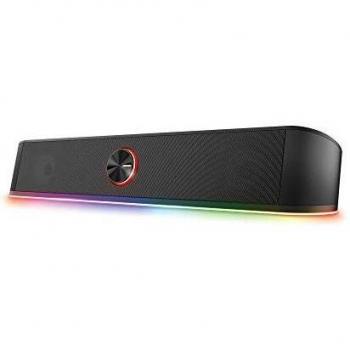 Trust Gaming Barra de Sonido con Iluminación RGB GXT 619 Thorne - Altavoces PC Gaming Estéreo 2.0, 12 W, Alimentación USB, 3,5 mm Jack, para PC, Ordenador Portátil, TV - Negro