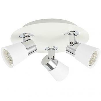 Plafón de techo o pared 'Iris' de tres focos (3xGU10) (35W máximo 220/240V) IP20 fabricado en hierro color blanco y cromo