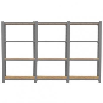 Estantería Oficina Simon Rack Officlick 4/300 Wood, 1500x2400x300 mm, Estilo Industrial, Madera OSB y Metálicas, Color Gris/Braun