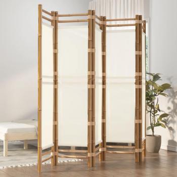 vidaXL Folding 5-Panel Room Divider 200 cm Bamboo and Canvas