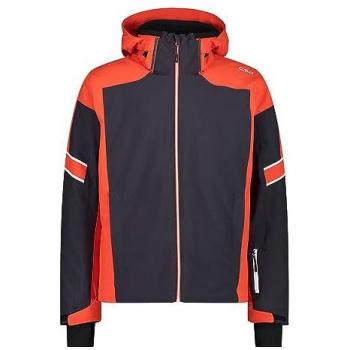 CMP Chaqueta Hombre Capucha Zip Stretch Polyester Naranja, Gris, Antracita - XL, Talla 52