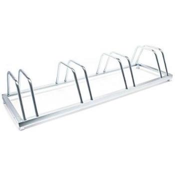Soporte metálico para 4 bicicletas, aparcabicis galvanizado, exterior, dimensiones 124x39,5x19,5 cm