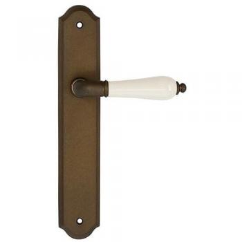 Manilla de latón Daniela AB+P6 antigüedad/beige, placa de 247x40mm, combinada con porcelana
