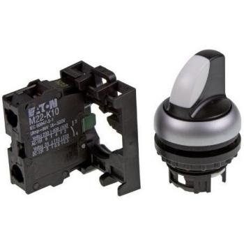 Eaton M22-WRK/K10 Thumb-grip switch, 1NO/0NC, Selector Front ring (PVC), Toggle Black, 1 pc(s), Selector Button, 1 N/O, 2 Positions, Front Mount