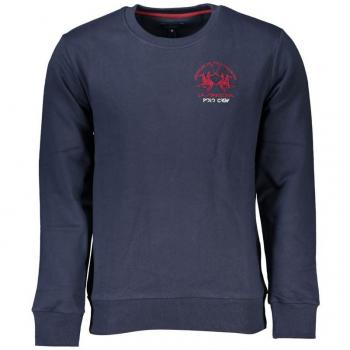 La Martina Chic Blue Crew Neck Embroidered Sweatshirt - S, Male, Blue, Size: S, Embroidered Crew Neck Fleece Sweatshirt