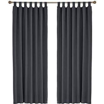 Amazon Brand - Umi Cortinas Opacas de Salon Habitacion Decorativa con Trabillas 2 Piezas 140x290cm Gris Claro