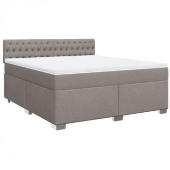 Cama box spring con colchón de tela gris taupe 180x200 cm