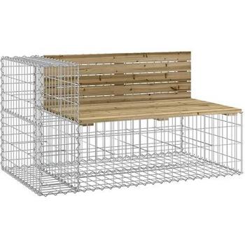 Banco jardín diseño gavión madera pino impregnada 122x71x65,5cm Marrón