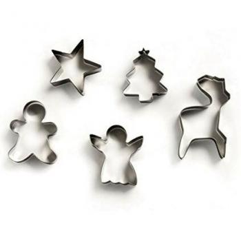 Excelsa Cookies Time Paquete de 5 cortadores de Galletas navideños, Metal, Plateado, 16x21x2 cm, 5