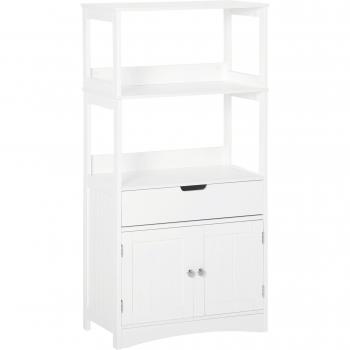 Armario de Baño Kleankin con 3 Estantes, Cajón y 2 Puertas, Mueble de Almacenamiento de Suelo Moderno para Salón, Cocina o Dormitorio, Medidas: 60x33x