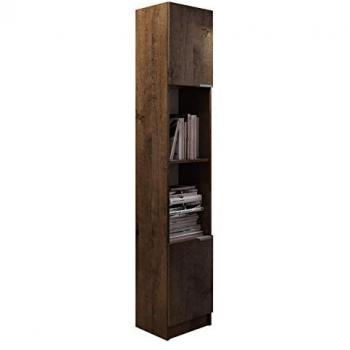 Estantería Dover 112 con Puertas, Aglomerado Laminado en Fresno Oscuro, 183x32x29cm