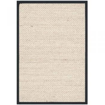Alfombra de sisal Safavieh negra 75 x 120 cm, colección de fibra natural NF143C mármol y beige, tamaño 8' x 10'