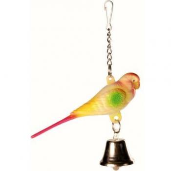 Cotorrita con campana y cadena, 9 cm, Plástico