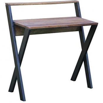 Escritorio Negro y Natural de Hierro y Madera con Estante de 88x48x92 cm - LOLAhome