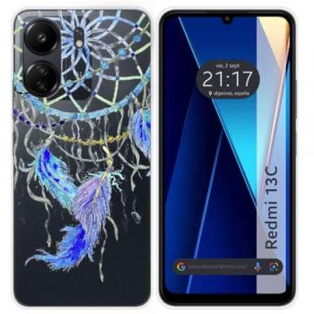 Funda Silicona Transparente Diseño Plumas para Xiaomi Redmi 13C