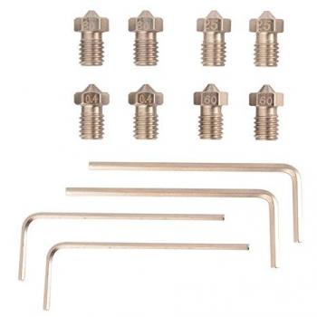 8Pcs 0.25/0.4/0.6/0.8mm 1.75mm Filamento M6 Hilo de acero inoxidable Extrusor Boquilla para Makerbot MK8 3D Impresora