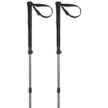 Ferrino Stick Thui Poles Gray Red (pair) - Bastones de trekking, color gris y rojo, fabricados en aluminio ligero, ajustables en altura, con empuñaduras ergonómicas y sistema de bloqueo rápido