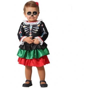 Disfraz de bebé esqueleto mejicano catrina multicolor para niños de 12 a 24 meses