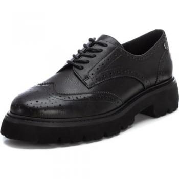 Zapatos de cordones de piel para mujer con suela gruesa - Modelo Carmela 161953 Negro