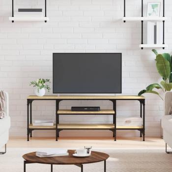 Mueble TV de madera de ingeniería y hierro, dimensiones 121x35x45 cm, color marrón Sonoma