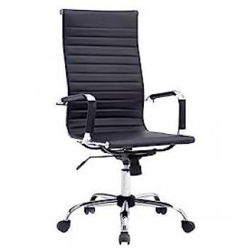 Silla de Oficina Ejecutiva Ergonomica con Respaldo Alto y Tapizado Acanalado - Ajuste de Altura