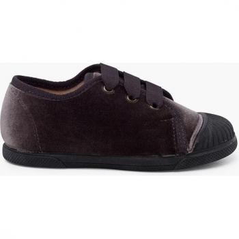 Zapatillas de lona de niños de terciopelo con cordón de faya