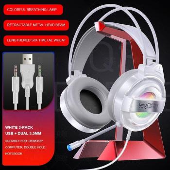 Auriculares Gaming Inalámbricos y con Cable con Micrófono, Sonido Envolvente Estéreo y Luz USB para PC