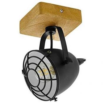 Foco de Techo Gatebeck E14, 1 Luz, Madera y Metal, Estilo Industrial