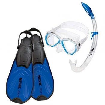 SEAC Zoom Set de Snorkeling, Unisex niños, Azul, 36-38