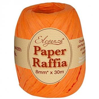 Eleganza 8 mm x 30 m bobinas de Rafia Rango de medición de o para Hacer Manualidades y de Regalo, No. 04 Naranja