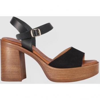 Sandalia de Plataforma de Piel Negra para Mujer con Cierre de Hebilla GOTICA UP 04 - Chika10