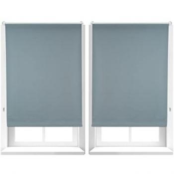 Estores Opacos Térmicos en Set de 2, Sin Taladrar, Enrollables con Cadena, Tela-Aluminio-Plástico, 80 x 160 cm, Color Gris