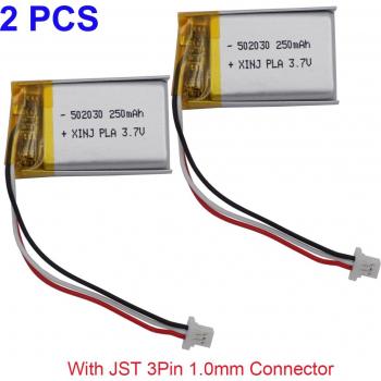 Batería Recargable Li-Polímero 3.7V 250mAh 0.925Wh 502030 para GPS, MP3 y Bluetooth (2 Pcs)