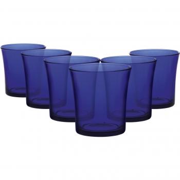 Set de 6 vasos de cristal templado DULAREX modelo LYS, color ámbar, capacidad 21CL, dimensiones 7.8 x 8 cm, resistentes a golpes y choques térmicos, aptos para
