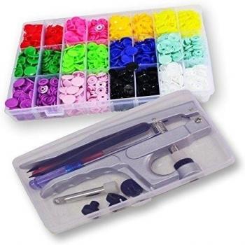 DeliaWinterfel 360pcs T5 Snaps Botón Plastico Redondo con Alicate de DIY Manualidades, 24 Colours by