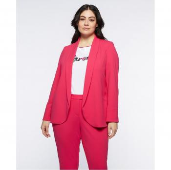 Blazer elegante de mujer con cuello tipo chal y diseño redondeado