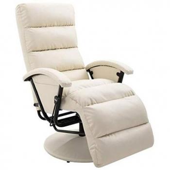 vidaXL Sillón reclinable para TV de cuero sintético color crema