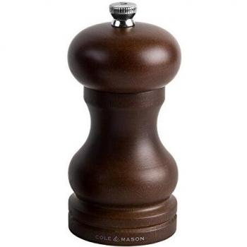 Cole & Mason HB0445PHO Forest Capstan Molinillo de Sal, Madera Oscura, Precision+/Molienda Ajustable, Madera de Haya Teñida, 120mm, Incluye 1 x Molino, Garanzia del Meccanismo a Vita