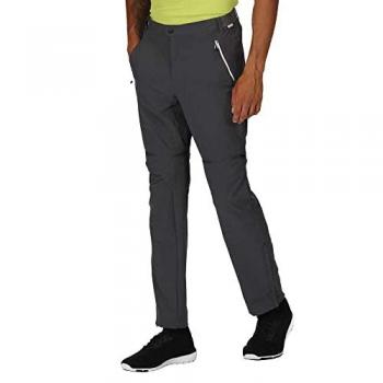 Regatta Men's Water-Repellent Zip-Off Mountain Trousers - Seal Grey/Black, Regular Length
