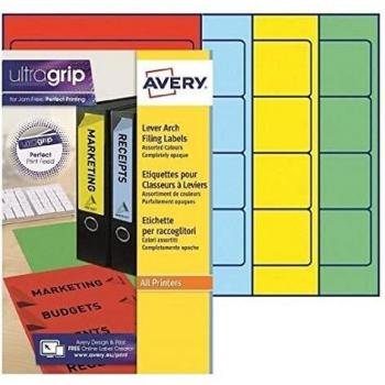 Avery Dennison - Etiquetas para carpetas archivadoras tamaño 192 x 61 mm multicolor - 80 uds, 4 por hoja